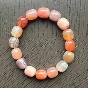 Barrel Botswana agate bracelet 10mm SIZE 6.5’